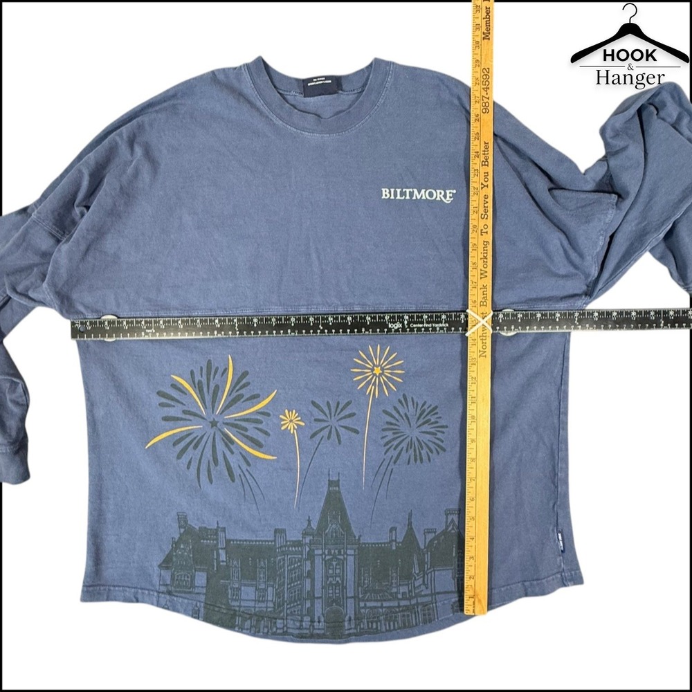 Spirit Jersey Biltmore Estate Shirt XL Blue Fireworks Long Sleeve Souvenir Tee - Picture 9 of 10